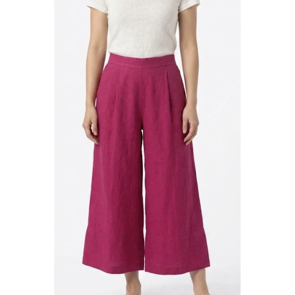 Banana Republic Ankle Pant Women Maui Rose SzXS(TP)Wide Leg Boho Linen Blend